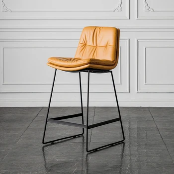 Высококачественные Кожаные стулья для лаунж-бара С простой спинкой, Металлический дизайн, Скандинавский стул, современные удобные Аксессуары для дома Barkrukken