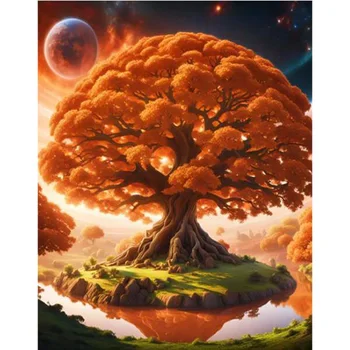 Вышивка крестом из бриллиантов AB The Orange Tree of life 5D DIY Алмазная вышивка стразами Картина Алмазная живопись