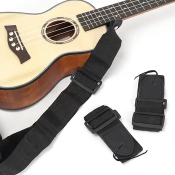 Гитарный ремень, регулируемый для акустических электрогитар, бас-гитары, укулеле, запчасти для музыкальных инструментов из черного нейлона