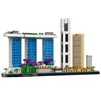 Город Сингапур Архитектура Горизонт Дубай Всемирно известные строительные блоки Кирпичи Развивающие игрушки своими руками Лучший подарок для мальчиков