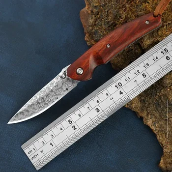 Дамасский открытый портативный складной нож из стали высокой твердости, нож для самообороны для мужчин, военные тактические карманные ножи, охота