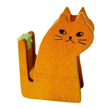 Деревянный диспенсер для скотча в форме кошки, Канцелярские принадлежности, Резак для клейкой ленты, уплотнительная лента, Диспенсер для основания стола, канцелярские принадлежности