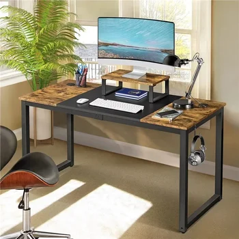 Деревянный стол Компьютерные столы Промышленный Компьютерный стол с подставкой для монитора Стол для ПК Mesa Gamer Мебель для домашнего офиса кабинета