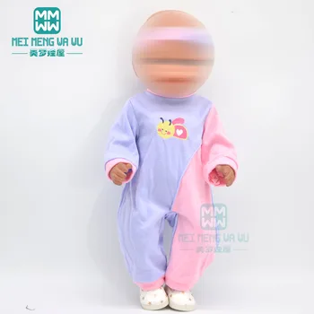 Детская одежда для куклы, подходящая для американской куклы 45 см и куклы для новорожденных, модная синяя плюшевая одежда для ползания