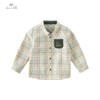 Детская рубашка Dave Bella, одежда 2023 года, Новая осенняя одежда для мальчиков, удобный модный повседневный официальный топ для вечеринки на открытом воздухе DB3235856