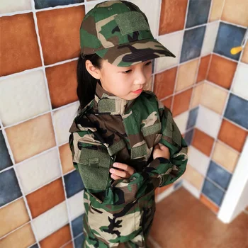 детские камуфляжные комплекты 90-160 см, тренировочная рубашка tactical combat CS, брючная шляпа, спортивная одежда для пеших прогулок на открытом воздухе, рыбалки, охоты