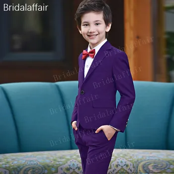 Детские костюмы KUSON Фиолетовый выпускной Свадебный смокинг, костюм для детей, 3 шт., блейзер, пиджак, брюки, жилет, комплект, костюм Homme Slim Fit