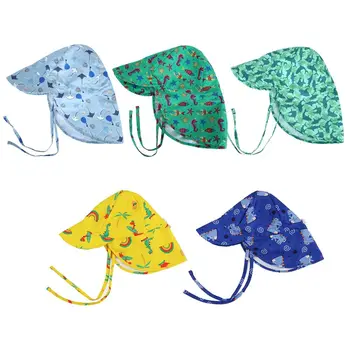 Детские летние широкополые шляпы с защитой от ультрафиолета, Уличная пляжная солнцезащитная шляпа Для мальчиков и девочек, кепка с клапаном, Регулируемая кепка с широкими полями