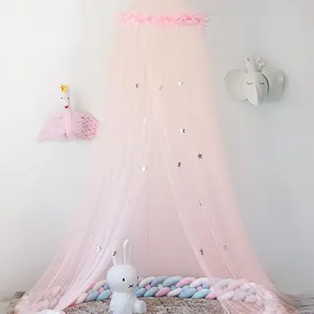 Детский балдахин, москитная сетка, занавеска с балдахином, постельное белье, сетка для кроватки, Розовая игровая палатка принцессы для девочек, украшение детской комнаты