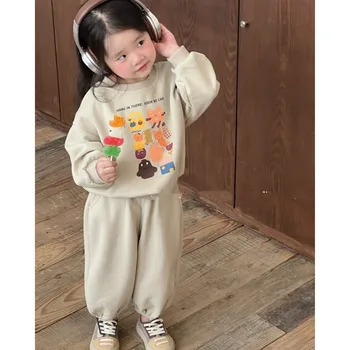 Детский весенне-осенний модный повседневный Универсальный однотонный свитер с круглым вырезом Fashiona BlelivelyKids Детская одежда Костюм