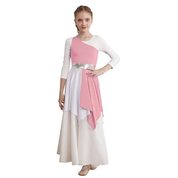 Детское балетное платье для лирических танцев, церковный костюм для христианского богослужения, Асимметричная туника, платье для современных танцев