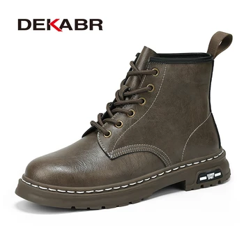 Дизайнерские удобные мужские ботинки из натуральной кожи DEKABR, модные уличные нескользящие водонепроницаемые походные ботинки ручной работы на шнуровке