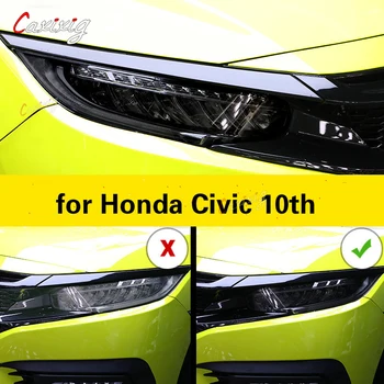 Для Honda Civic 10th 2016 2017 2018 2019 2020 Автомобильные Аксессуары Из ТПУ, Капоты Ламп, Прозрачная Черная Пленка Для Фар, Защитная Наклейка