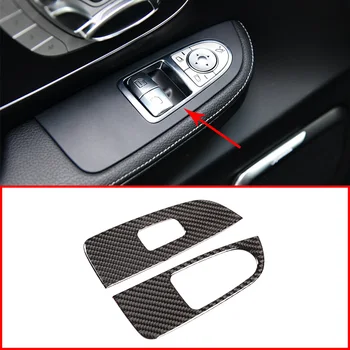 Для Mercedes Benz V Class W447 V260 2015-2020, наклейка на кнопку окна из углеродного волокна, аксессуары для укладки автомобилей, 2 шт.