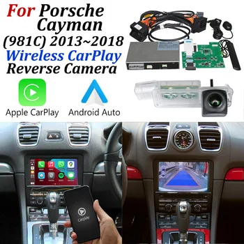 Для Porsche Cayman 981C 2013 ~ 2018 Беспроводная Apple CarPlay Car Play Android Поддержка Автоматического Зеркала Заднего Вида HD Резервная Камера Заднего Вида