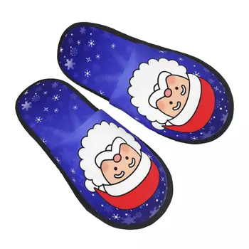 Домашние тапочки с Рождественской головкой, Уютные Теплые Пушистые тапочки с эффектом памяти, женская уличная обувь с индивидуальным принтом