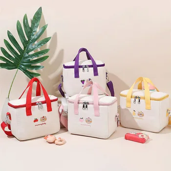 Женская Милая сумка для ланча, изолированная холщовая сумка-холодильник для девочек, термос из алюминиевой фольги, коробка для еды, Семейный Школьный контейнер для пикника