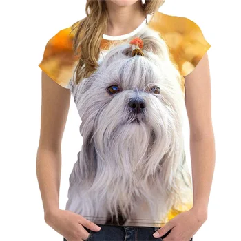 Женская футболка с принтом Cute Dog Puppy3D, футболки для модниц, летняя одежда с круглым вырезом и коротким рукавом в стиле харадзюку с животными, топы