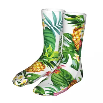 Женские велосипедные Летние носки с тропическими пальмовыми листьями, Хлопковые компрессионные женские носки с ананасом