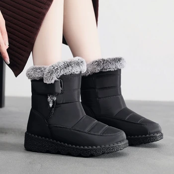Женские зимние ботинки 2024, модные нескользящие, водонепроницаемые, прочные, Теплые, удобные хлопчатобумажные туфли для рыбалки, Повседневная обувь