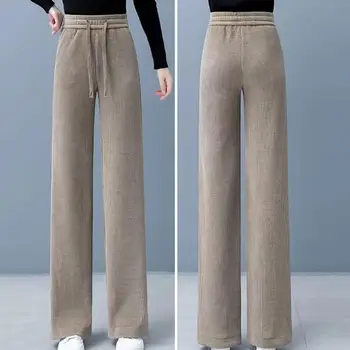 Женские зимние брюки Удобные женские эластичные брюки на шнурке с высокой талией, широкие брюки с карманами, мягкие дышащие для дам