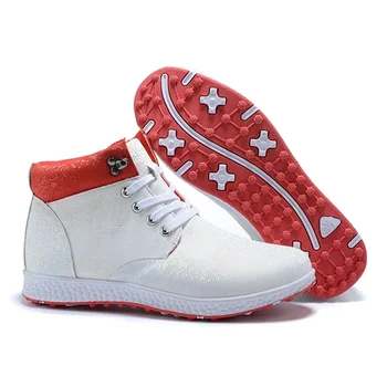 Женские зимние уличные ботинки для гольфа с высокими щиколотками, женская спортивная обувь для тренировок в гольф, профессиональные женские кожаные ботинки для гольфа.