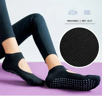 Женские носки для пилатеса, Противоскользящие дышащие носки для йоги с открытой спиной, женские спортивные носки для балетных танцев на лодыжках для фитнес-зала