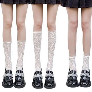 Женские носки с кружевной отделкой Japanese Maiden Lovely Calf Socks Harajuku 37JB