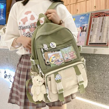 Женский рюкзак Kawaii, водонепроницаемая школьная сумка для девочки-подростка, Студенческая сумка для книг, рюкзак для ноутбука, Милая женская дорожная сумка Mochila