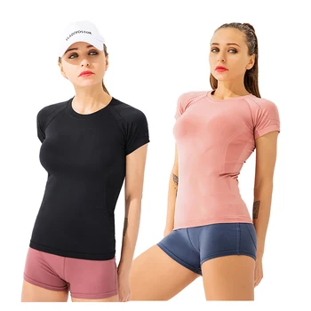 Женский топ для йоги, бесшовные футболки для бега, одежда для фитнеса, Спортивная рубашка с коротким рукавом, Тренировочный топ, Активная одежда для бега, Женский спортивный топ