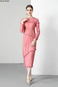 Женское платье Miyake-Wood с Ушными складками, Высококлассный Темперамент, Самосовершенствование, Стройное, Высокое, Эластичное, Прямое, Трапециевидное, Элегантное,
