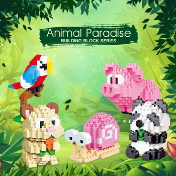 Животные, микро Строительные блоки, детская игрушка, 3D Алмазная пластиковая модель, мини-кирпичи, Панда, Свинья, Птица, Хомяк, Детские подарки, сборка игрушек