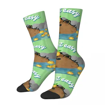 Забавные мужские носки Chill Vintage Harajuku Capybara в уличном стиле, повседневные носки Crew Crazy с подарочным рисунком