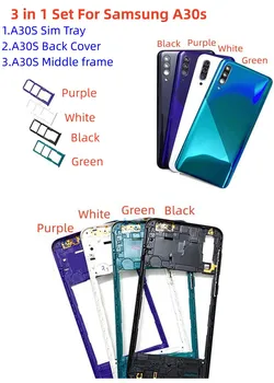 Запасные части 3 в 1 для samsung Galaxy A30S A307 Средняя рамка + задняя крышка с объективом и лотком для sim-карты