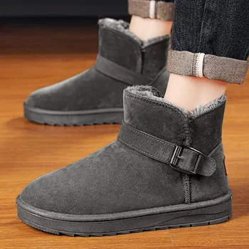 Зимние ботинки мужские, Зима 2023, Новая теплая платформа на флисовой подкладке и высокие ботинки с хлопковой подкладкой, мужские