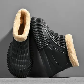 Зимние ботинки на платформе, мужская зимняя теплая хлопчатобумажная обувь на флисовой подкладке из Северо-Восточного Китая, мужская меховая обувь с высоким берцем