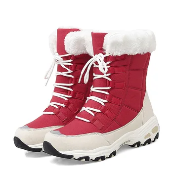 Зимние женские ботинки, высококачественные теплые зимние ботинки, удобные ботильоны на шнуровке, уличные водонепроницаемые походные ботинки 2023