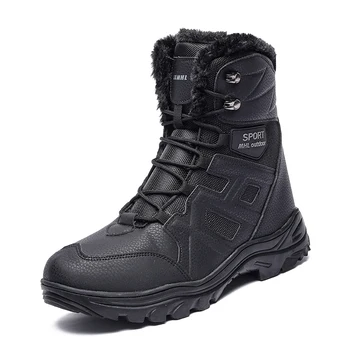 Зимние теплые походные ботинки большого размера, сохраняющие тепло, Уличные мужские кроссовки для ходьбы по снегу, Кроссовки для альпинизма из хлопка