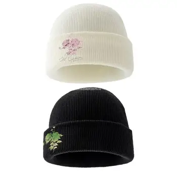 Зимняя теплая шапка-бини для малыша, новорожденного, детская шляпа с цветочным принтом