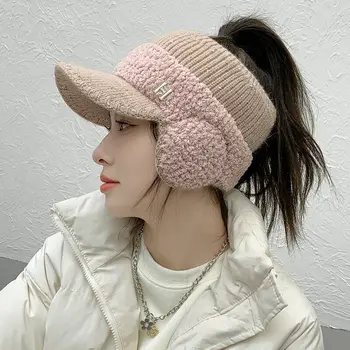 Зимняя толстая теплая шапка-ушанка, Пустые бейсболки, вязаная шапка из овечьей шерсти