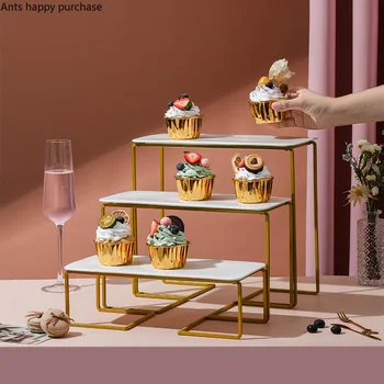 Золотая подставка для торта из кованого железа, Белая керамическая тарелка, форма для торта, Подставка для закусок, Десертная тарелка, Декоративная рамка для банкетного стола