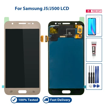 Золотисто-белый Черный ЖК-дисплей Samsung Galaxy J5 J500 в сборе, ЖК-запасные части, 100% Протестированные Pantalla с бесплатными подарками