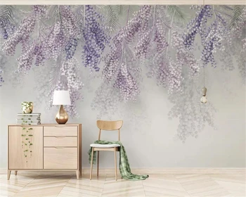 Индивидуальные новые креативные обои для стен с объемным тиснением в китайском стиле цветок пиона, лилия, цветок глицинии, 3D-фон для телевизора
