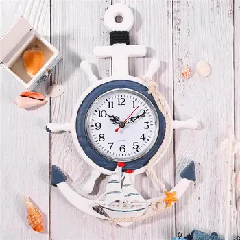 Индивидуальный Средиземноморский стиль, подвесное украшение на колесе якорных часов, морская тема, украшение подвесных часов на колесе морского корабля