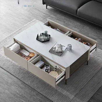 Итальянская каменная плита, Комбинированный каменный стол для гостиной, ТВ-шкаф, Прямоугольный стол, Небольшая квартира, mesa para tv