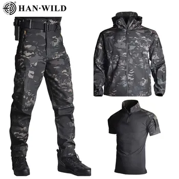 Камуфляжные брюки армии США, рубашки в военной форме, флисовые куртки для кемпинга, Ветрозащитные охотничьи костюмы, мужская одежда для страйкбола, ветровка