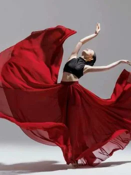 Классическое танцевальное платье, женское элегантное Синьцзянское танцевальное платье для выступлений, юбка в пол, юбка-качели, современное балетное тренировочное платье