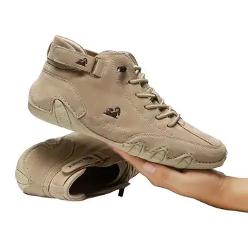 Кожаная обувь для мужчин, повседневные кроссовки 2023, водонепроницаемые мотоциклетные ботильоны, мужская обувь итальянского бренда