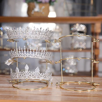 Корона Невесты Повязка на голову Держатель для Диадемы Принцесса Стразы Корона Стеллаж для выставки товаров Металлические Золотые Хрустальные Повязки Организатор