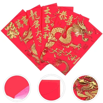 Красные Конверты в Год Китайского Дракона Новогодний Подарок Красный Карманный Конверт Весенний Фестиваль Карманные сумки Lucky Money